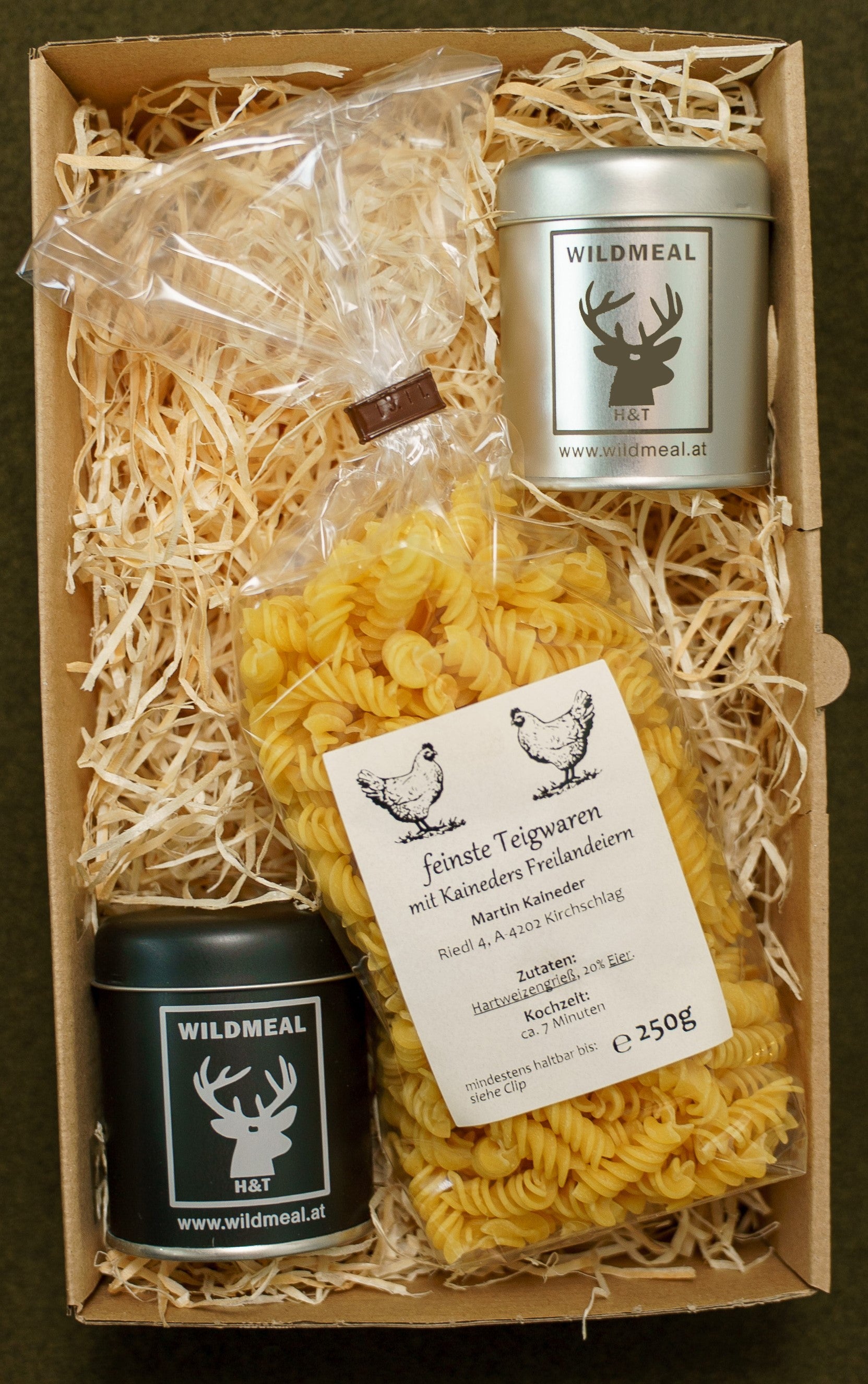 Geschenkbox - Nudeln 250g mit WildMeal Reh und Hirsch 20g